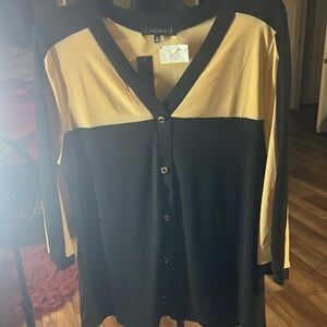 Brand New! Apt. 9 Black and Gold Button Down Shirt